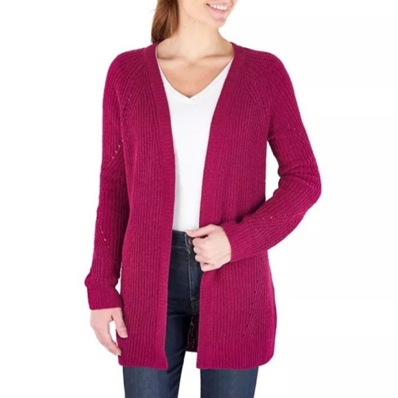 Member's Mark • Women's Raspberry Chenille Sweater Open-Front Cardigan - Picture 1 of 12
